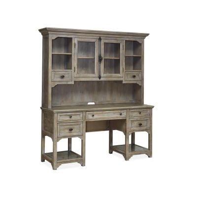 Tinley Park Dovetail Grey Credenza with Hutch