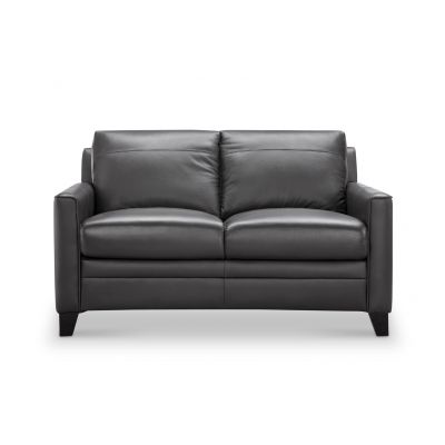 Leather Italia Fletcher Loveseat in Charcoal Leather