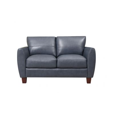 Leather Italia Traverse Loveseat in Blue Leather